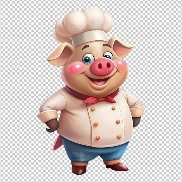 Pig chef on transparent background