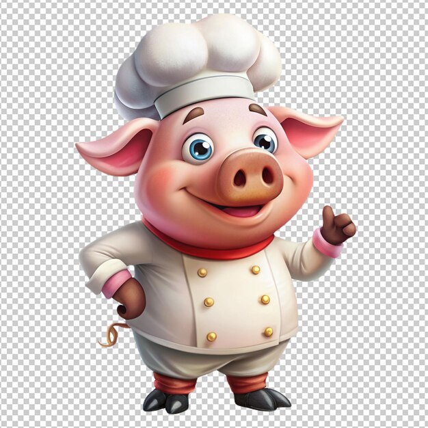 Pig chef on transparent background