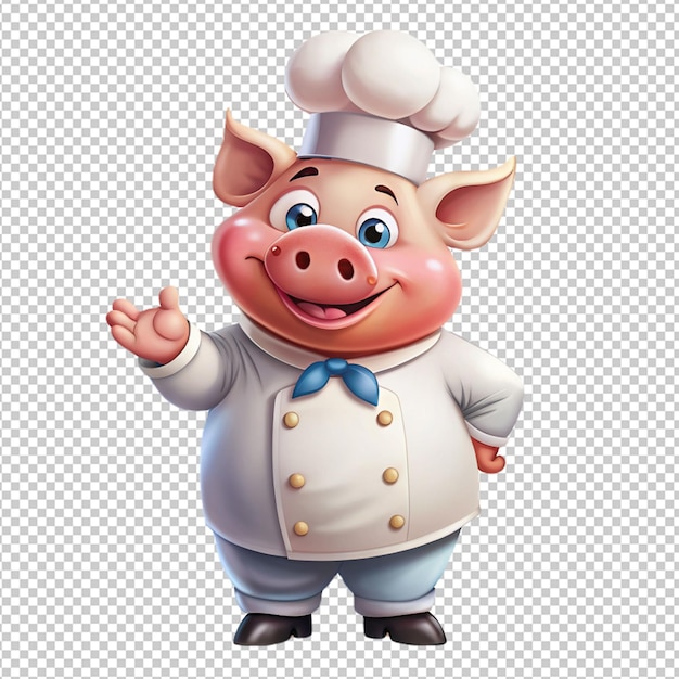 PSD pig chef on transparent background