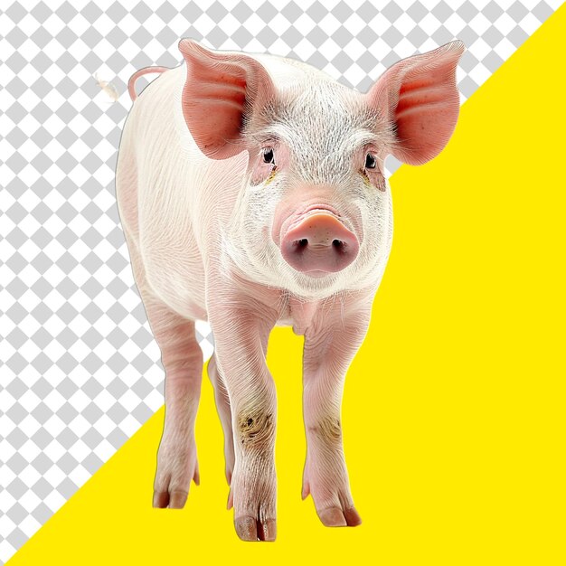 PSD a pig that is standing in front of a yellow background