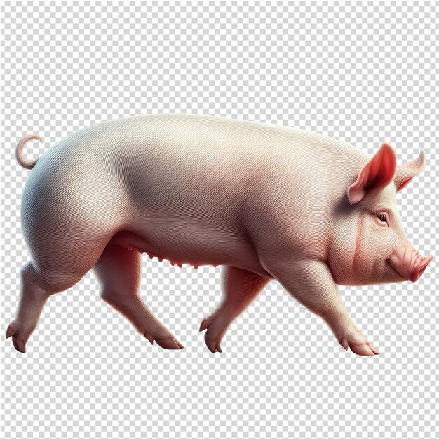 Un maiale con una foto di un maiale in corsa al centro