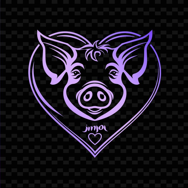 PSD 一隻豬,心臟上寫著"j j"的字