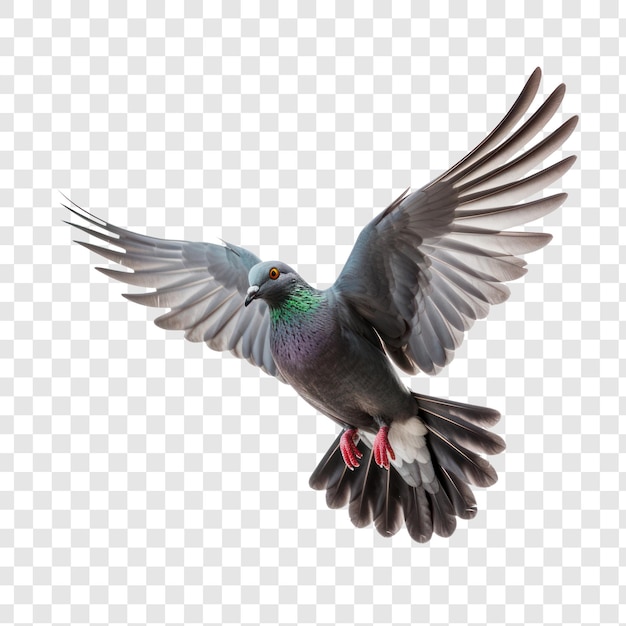 Pigeon flying high resolution on transparency background PSD