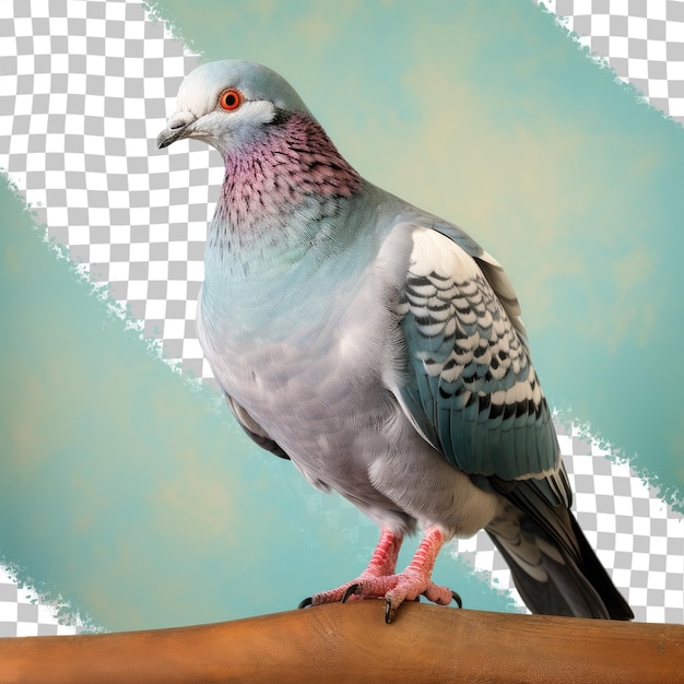 PSD pigeon che guarda allo sfondo trasparente destro