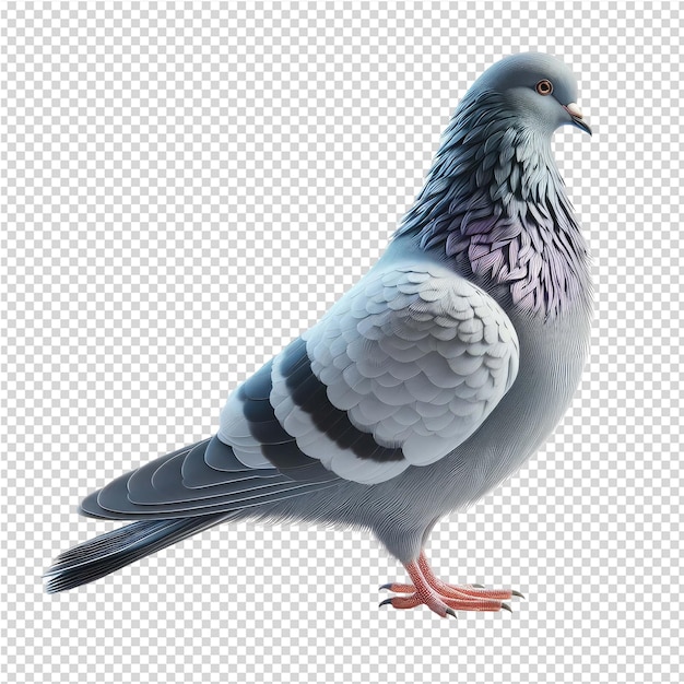 PSD a pigeon with purple and white feathers is shown in this photo