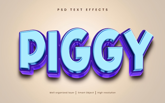 Piggy 3d bewerkbare teksteffectstijl