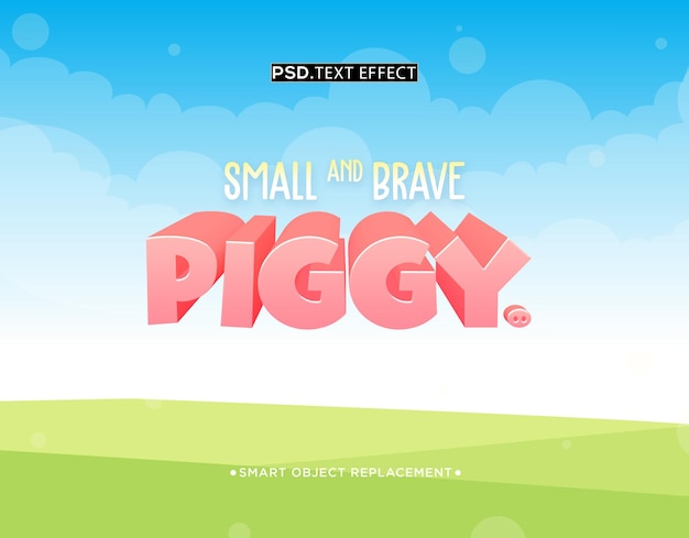 PSD piggy 3d text effect