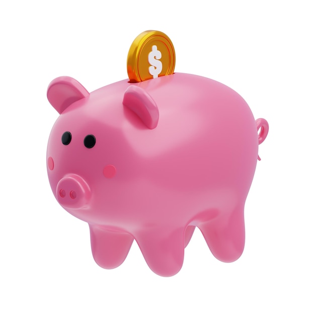 Piggy Bank 3D Ikona Piggy Bank z monetą