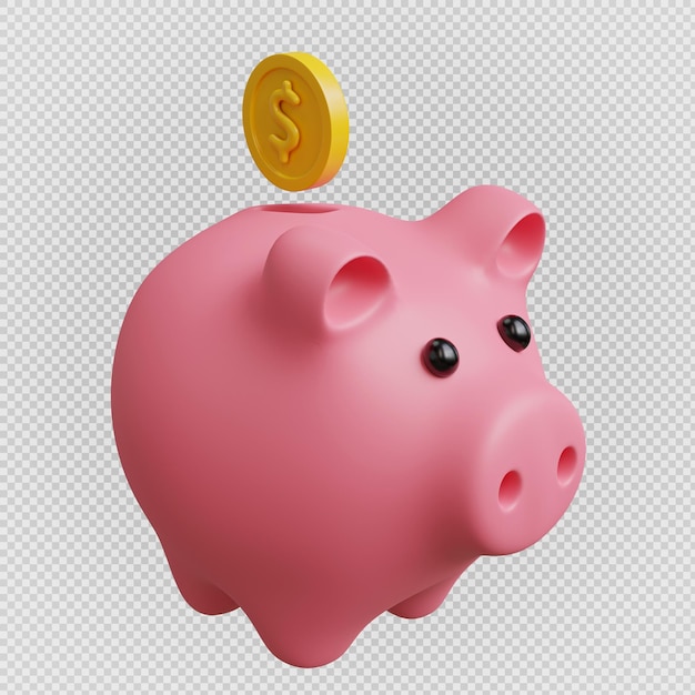 Piggy bank minimal isolated backgroundwith clipping path3d rendering