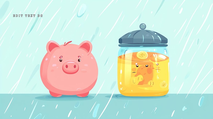PSD 雨の中のピギバンクとマネージャー
