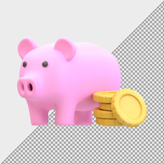 piggy bank and money for payment illustration 3d rendering