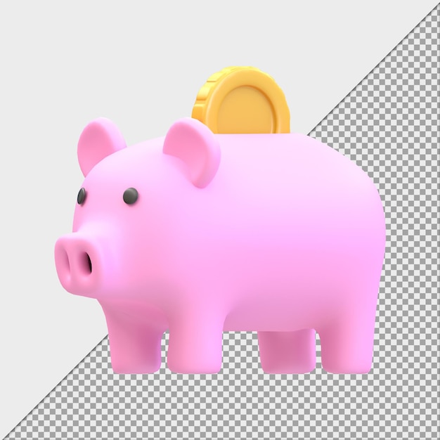 Piggy bank and money for payment illustration 3d rendering