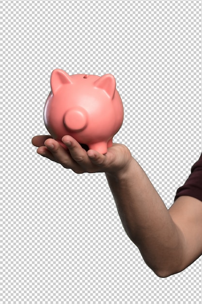 PSD piggy bank over white background