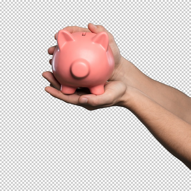 Piggy bank over white background