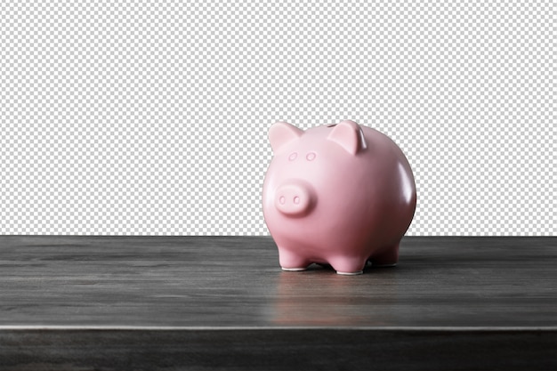 Piggy bank on a wooden surface