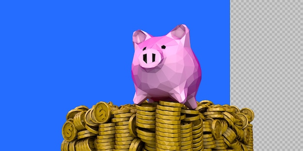 PSD piggy coins low poly