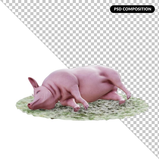 PSD illustrazione piggy isolata 3d