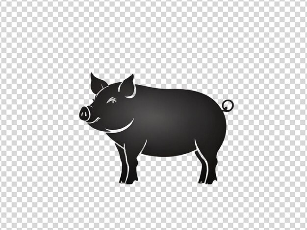 Piggy silhouette linear sign on transparent background