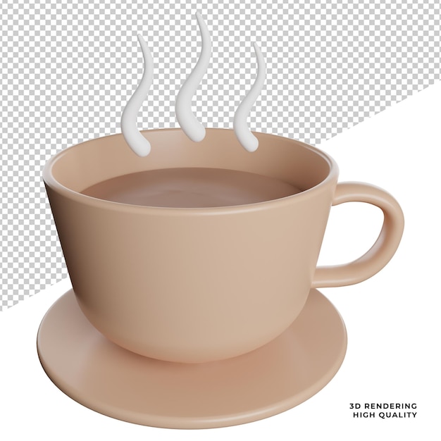 PSD pij kawę w filiżance szklana ikona widoku z przodu 3d renderowania ilustracji na przezroczystym tle