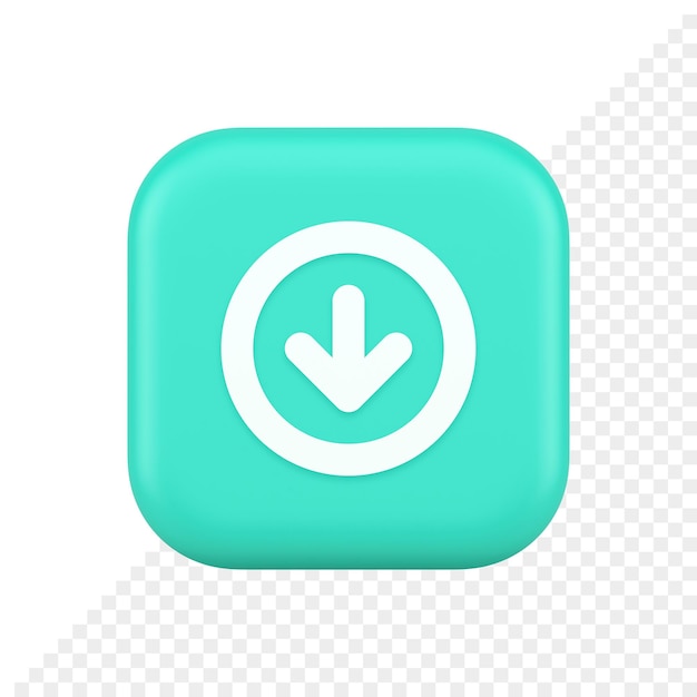 Pijl-omlaag cirkel frame knop web interface aanwijzer navigatie app 3D-realistische pictogram