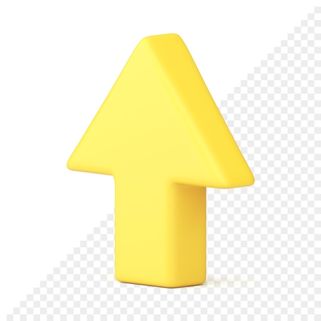 Pijl wees naar boven gele directionele navigatiecursor 3d pictogram