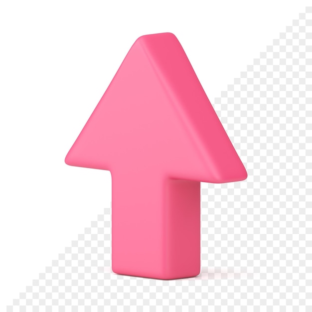 Pijl wees omhoog roze directionele navigatiecursor 3d pictogram