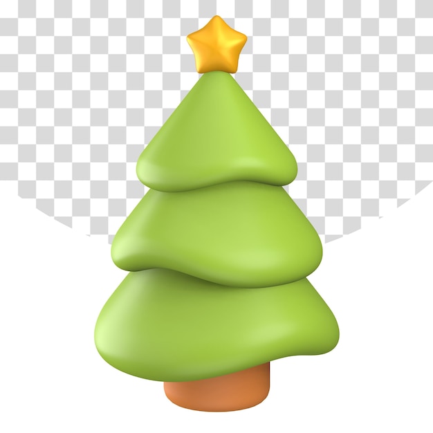 Pijnboom met gouden ster render 3d illustratie kerstdecoratie
