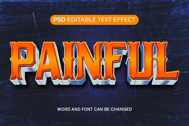 Pijnlijk teksteffect 3d psd