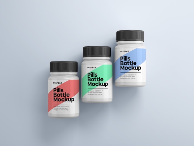 Pil fles met bewerkbaar ontwerp mockup psd