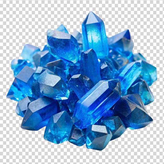 PSD a pile of blue crystals on transparent background