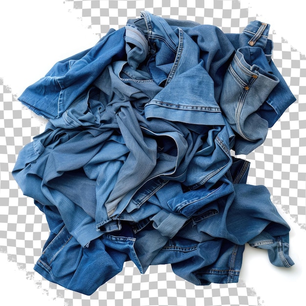 PSD un mucchio di jeans blu con una camicia blu in fondo