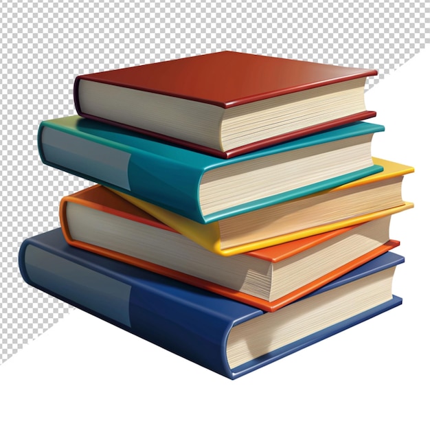 Pile of books on transparent background