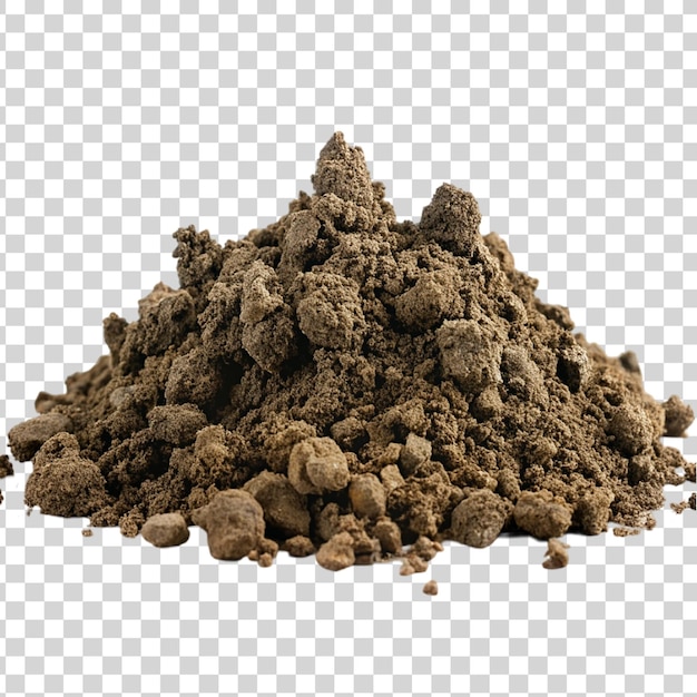 Pile of brown ground cocoa powder isolated on transparent background