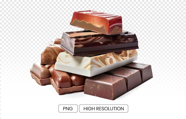 Pile of chocolate bars with different flavors