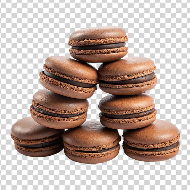 PSD pile of chocolate macarons isolated on transparent background