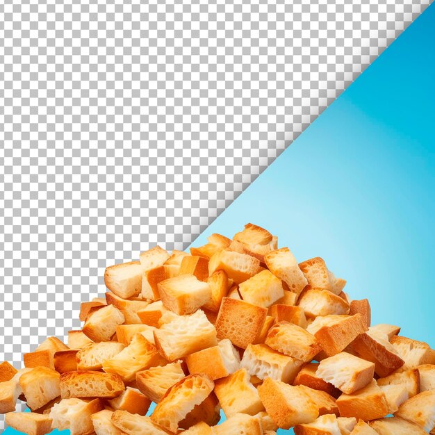 PSD pile of ciabatta croutons isolated on transparent background