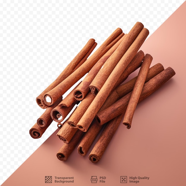 A pile of cinnamon sticks with a picture of a stick of the title of the product.
