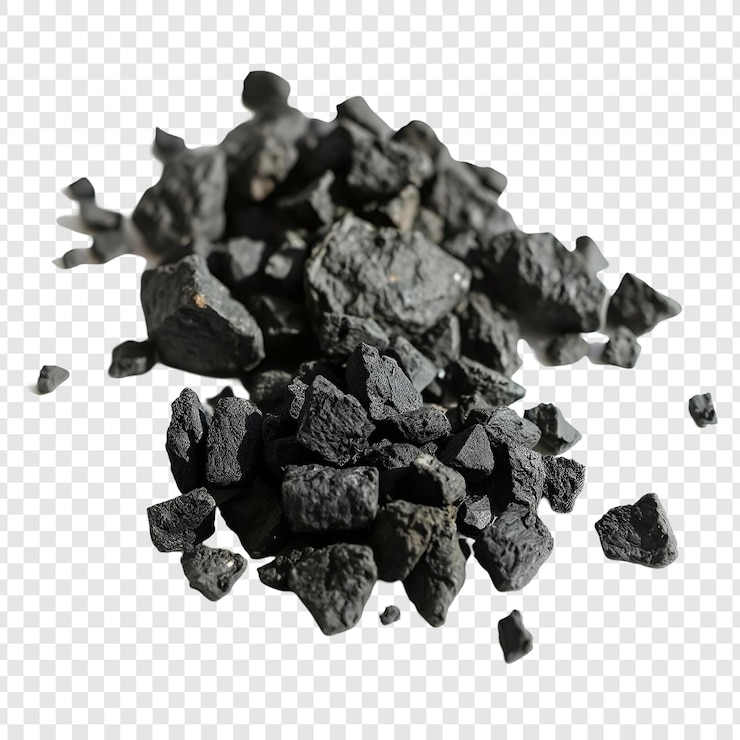 PSD pile of coal isolated on transparent background