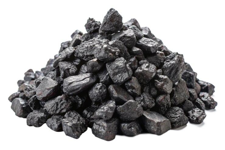 PSD pile of coal isolated on transparent background