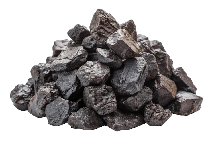 PSD pile of coal isolated on transparent background