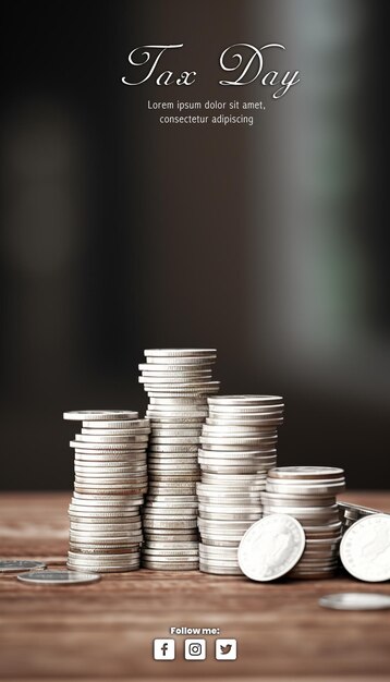 Pile of coins tax day