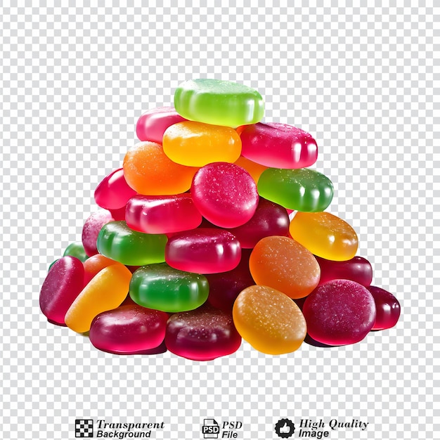 PSD pile of colourful jelly candies isolated on transparent background