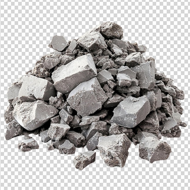 Pile of concrete rubble isolated on transparent background