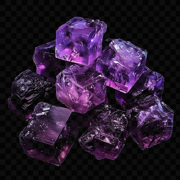 PSD a pile of cubes of purple gems and crystals