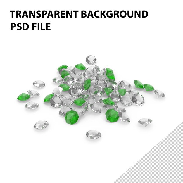 PSD pile of diamonds green png