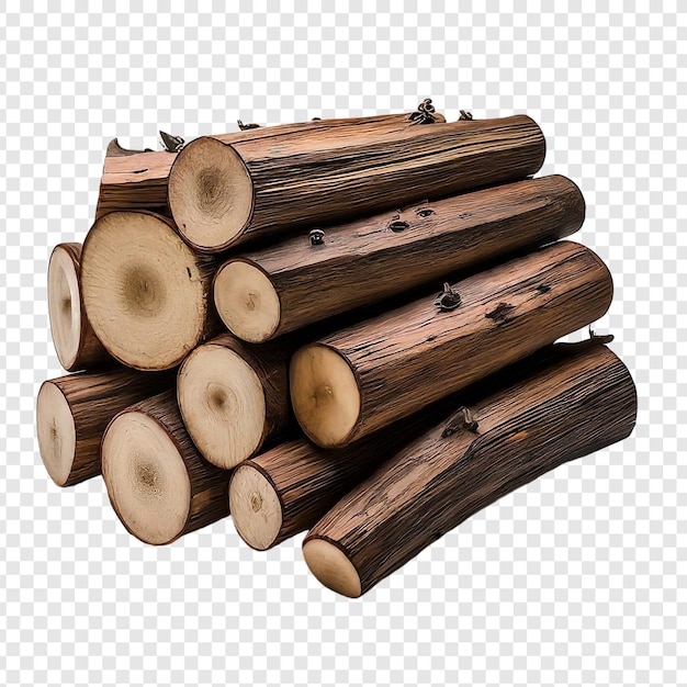 PSD pile of firewood or normal wood png isolated on transparent background