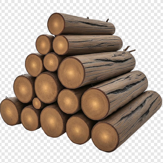 PSD pile of firewood or normal wood png isolated on transparent background