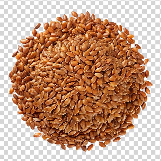 PSD pile of flax seeds top view isolated on transparent background