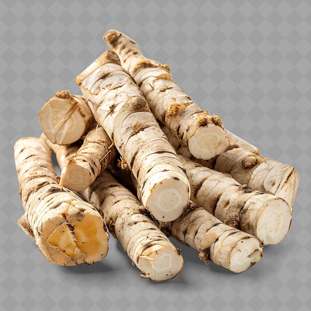 PSD a pile of ginger logs with a white background