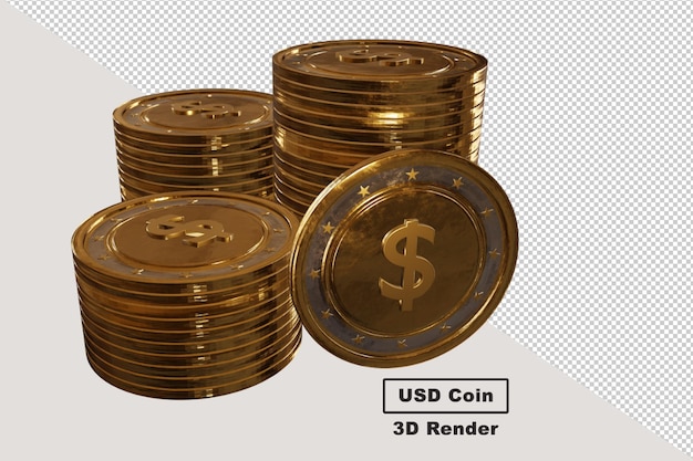 Pile of Golden USD Coin